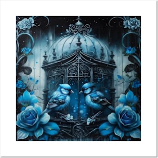 Gothic Blue Birds Posters and Art